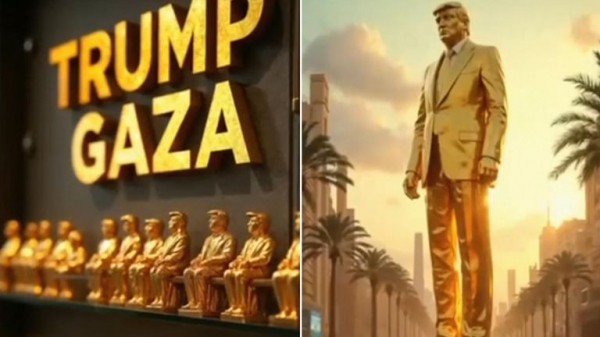 Trump shares AI video of Gaza vision featuring golden statues, bearded belly dancers and Netanyahu on a sunbed Trump shares AI video of Gaza vision featuring golden statues, bearded belly dancers and Netanyahu on a sunbed