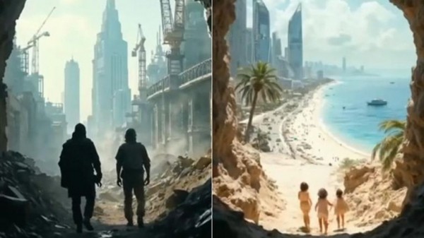 Trump shares AI video of Gaza vision featuring golden statues, bearded belly dancers and Netanyahu on a sunbed Trump shares AI video of Gaza vision featuring golden statues, bearded belly dancers and Netanyahu on a sunbed